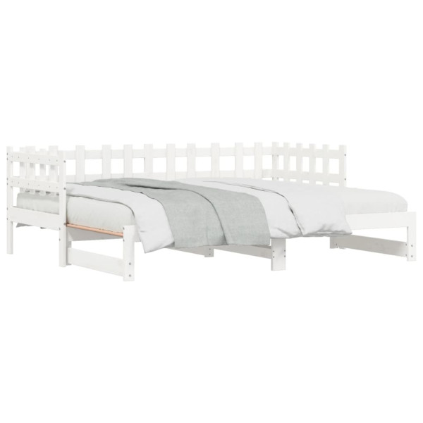 Sofá-cama de puxar 2x(80x200) cm pinho maciço branco M 4