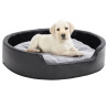 Cama para perros felpa y cuero sintético negro gris 79x70x19 cm 1
