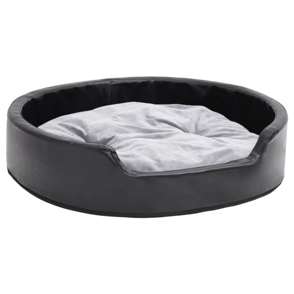 Cama para perros felpa y cuero sintético negro gris 79x70x19 cm M 2