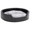 Cama para perros felpa y cuero sintético negro gris 79x70x19 cm 2