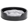 Cama para perros felpa y cuero sintético negro gris 79x70x19 cm 3