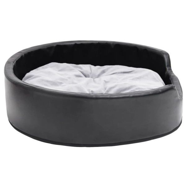 Cama para perros felpa y cuero sintético negro gris 79x70x19 cm M 4