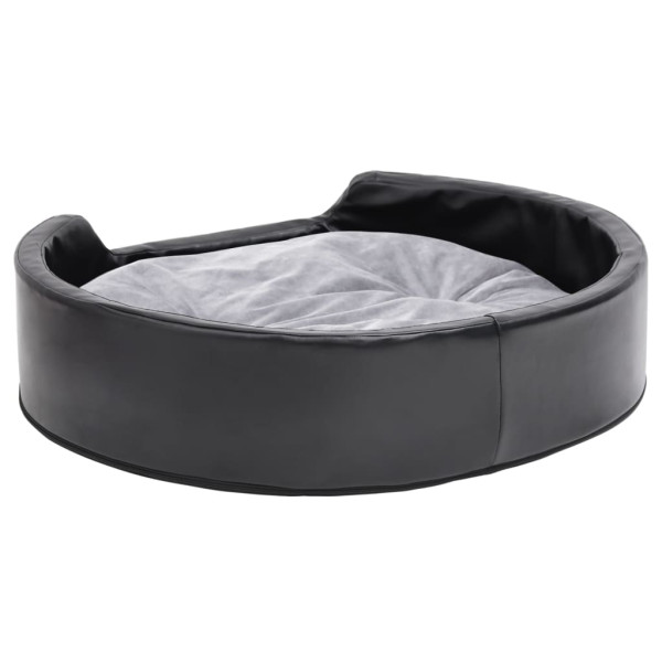 Cama para perros felpa y cuero sintético negro gris 79x70x19 cm M 5