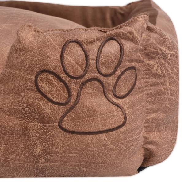 Cama para perro con cojín PU cuero artificial talla M beige M 3