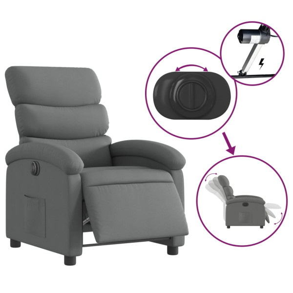 Sillón reclinable eléctrico de tela gris oscuro M 5