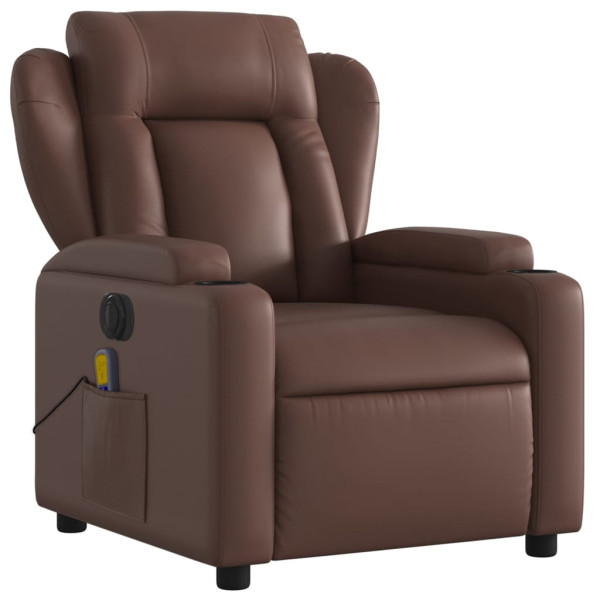 Sillón de masaje reclinable eléctrico cuero sintético marrón M 3
