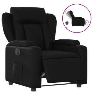 Sillón reclinable eléctrico de cuero sintético negro H