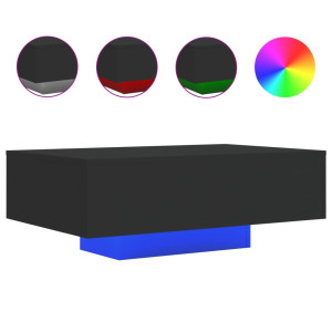 Mesa de centro con luces LED negro 85x55x31 cm H