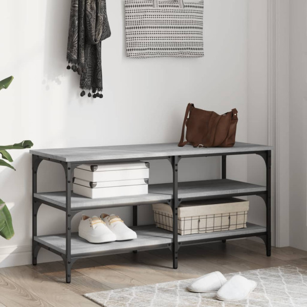 Banco zapatero madera de ingeniería gris Sonoma 100x38.5x49 cm M 3