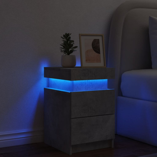 Mesa de cabeceira com luzes LED 35x39x55 cm cinzento-cimento M 4