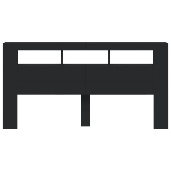 Cabeceira c/ LEDs 200x18.5x103.5 cm derivados de madeira preto M 5