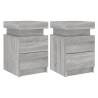 Mesas cabeceira c/ luzes LED 2 pcs 35x39x55 cm cinza sonoma 2
