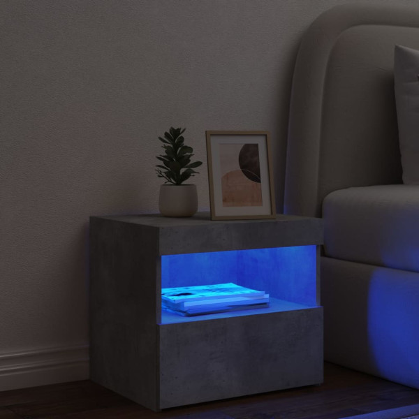 Mesa de cabeceira com luzes LED 50x40x45 cm cinzento-cimento M 4