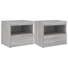 Mesas cabeceira c/ luzes LED 2 pcs 50x40x45 cm cinza sonoma 2