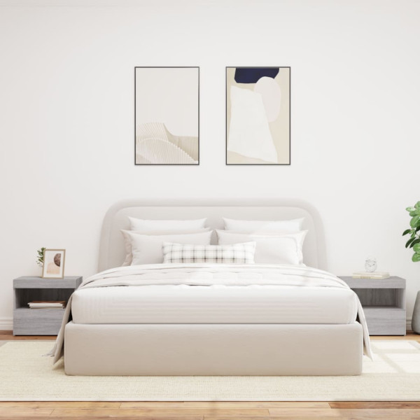 Mesitas de noche con luces LED 2 uds gris Sonoma 50x40x45 cm M 3