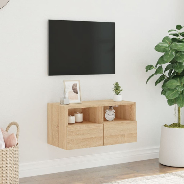 Mueble de TV de pared madera ingeniería roble Sonoma 60x30x30cm M 3
