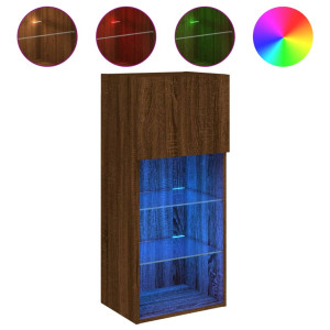 Mueble para TV con luces LED roble marrón 40.5x30x90 cm H