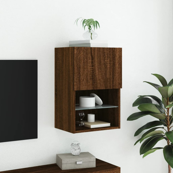 Mueble para TV con luces LED roble marrón 40.5x30x60 cm M 4