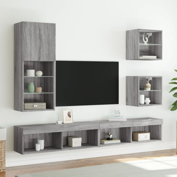 Mueble para TV con luces LED gris Sonoma 40.5x30x102 cm M 3