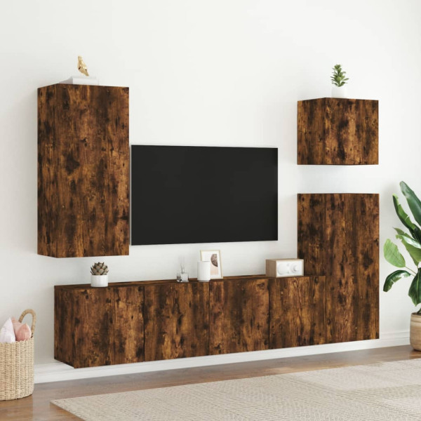 Muebles para TV de pared 2 unidades roble ahumado 80x30x41 cm M 3