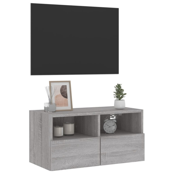 Mueble de pared TV madera de ingeniería Sonoma gris 60x30x30 cm M 5