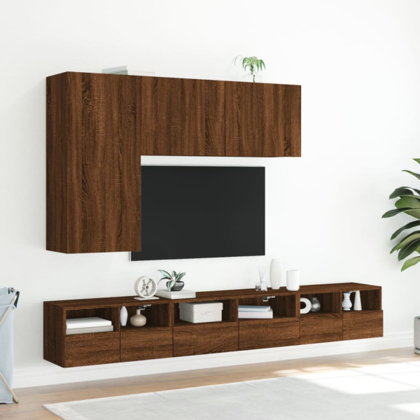 Mueble de pared TV madera ingeniería marrón roble 60x30x30 cm M 4