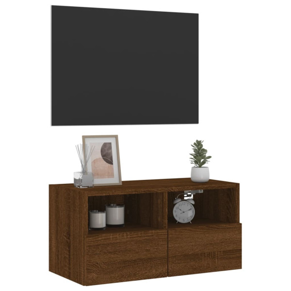Mueble de pared TV madera ingeniería marrón roble 60x30x30 cm M 5