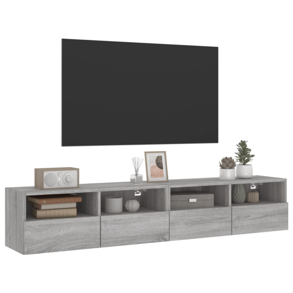 Muebles de pared para TV 2 uds madera gris Sonoma 80x30x30 cm M 5