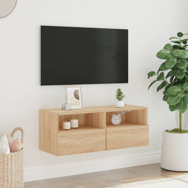 Mueble de pared TV madera ingeniería roble Sonoma 80x30x30 cm M 3