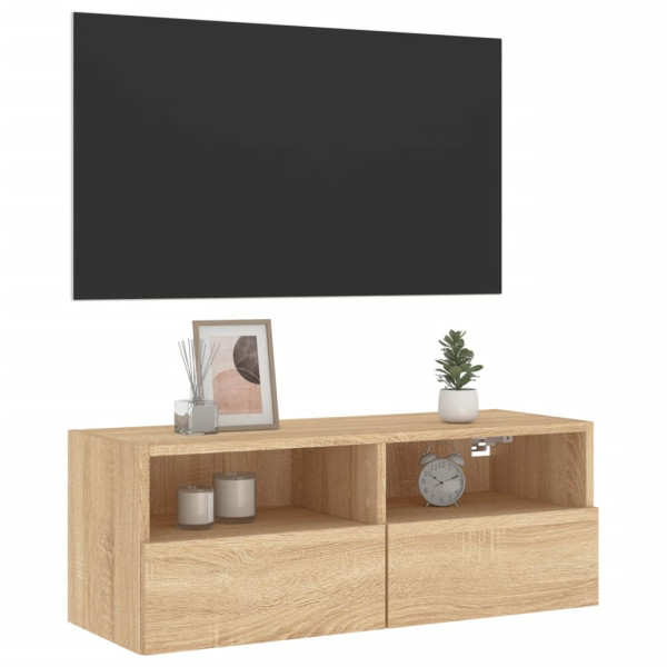 Mueble de pared TV madera ingeniería roble Sonoma 80x30x30 cm M 5
