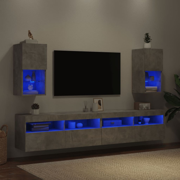 Muebles para TV con luces LED 2 uds gris hormigón 30.5x30x60 cm M 4