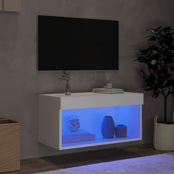 Móvel de TV com luzes LED 60x30x30 cm branco M 3