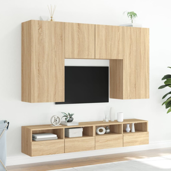 Muebles de pared para TV 2 uds madera roble Sonoma 100x30x30 cm M 4