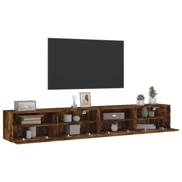Muebles de pared de TV 2 uds madera roble ahumado 100x30x30 cm M 5