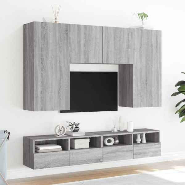 Móveis parede TV 2pcs 100x30x30 cm deriv. madeira cinza sonoma M 4