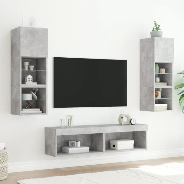 Mueble para TV con luces LED gris hormigón 60x30x30 cm M 4