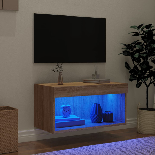Móvel de TV com luzes LED 60x30x30 cm carvalho sonoma M 3