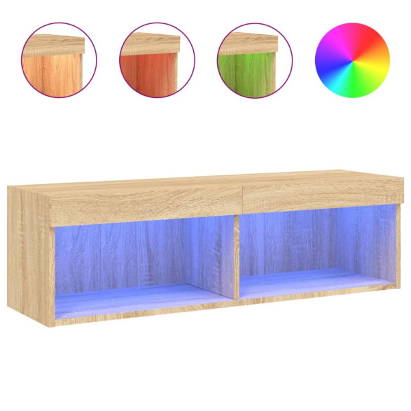 Mueble para TV con luces LED roble Sonoma 100x30x30 cm M 2