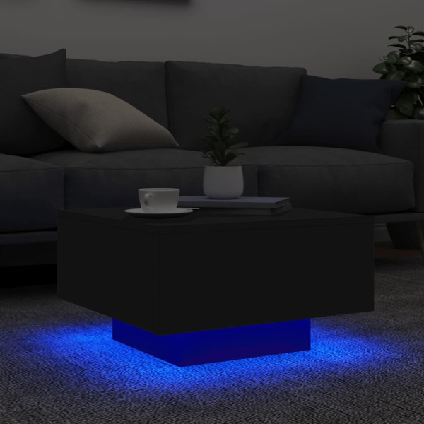 Mesa de centro con luces LED negro 55x55x31 cm M 4