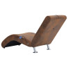 Chaise longue massagem c/ almofada camurça artificial castanho 5
