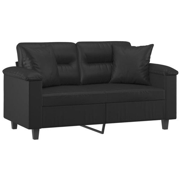 Sofá 2 lugares + almofadas decorativas 120cm couro artif. preto M 3