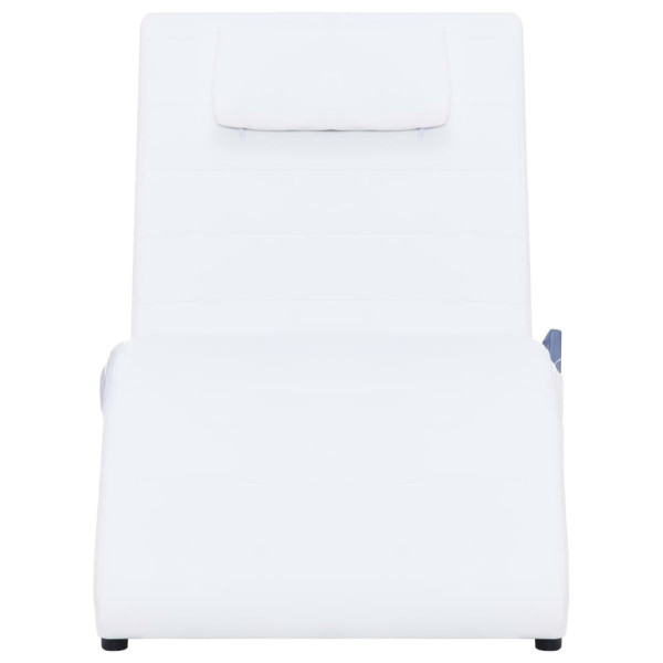 Chaise longue de massagem c/ almofada couro artificial branco M 4