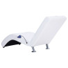 Chaise longue de massagem c/ almofada couro artificial branco 3