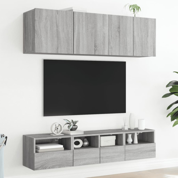 Muebles de pared para TV 2 uds madera gris Sonoma 40x30x30 cm M 4