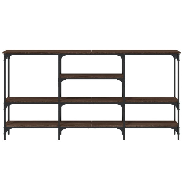Mesa consola madera de ingeniería marrón roble 160x29x80 cm M 5