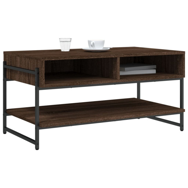 Mesa de centro madera contrachapada roble marrón 90x50x45 cm M 4