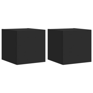 Móveis de parede p/ TV com luzes LED 2 pcs 30.5x35x30 cm preto H