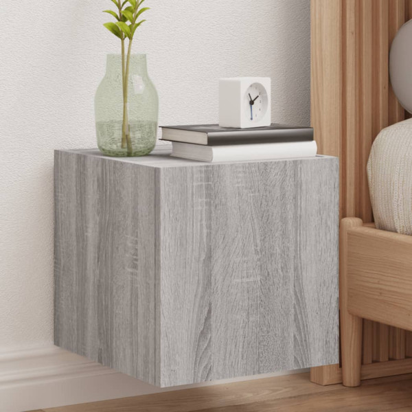 Mueble de TV de pared con luces LED gris Sonoma 30.5x35x30 cm D