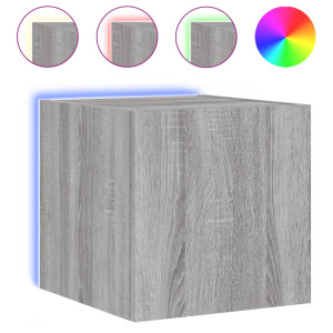 Mueble de TV de pared con luces LED gris Sonoma 30.5x35x30 cm H