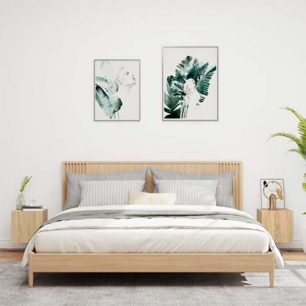 Muebles de TV pared luces LED 2 uds roble Sonoma 30.5x35x30 cm M 4